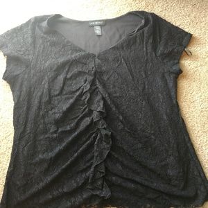 Black lace short sleeve top